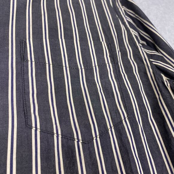 Alex Mill Mens S Black Ivory Mill Shirt in Halo Stripe Long Sleeve Button Up - Picture 3 of 6